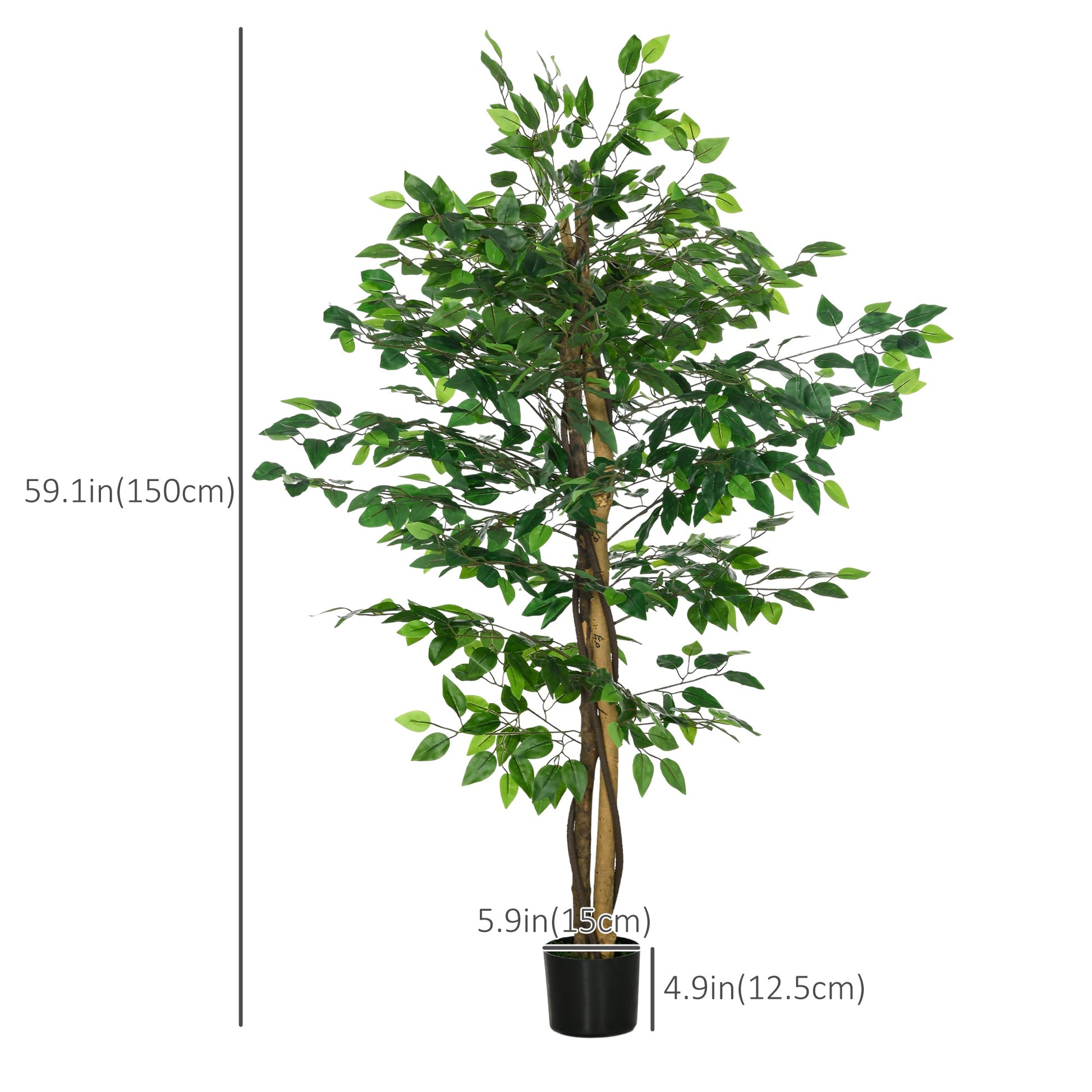 Set of 2 5ft Artificial Trees Ficus, Indoor Outdoor Fake Plants with Pot, for Home Decor Artificial Trees   at Gallery Canada