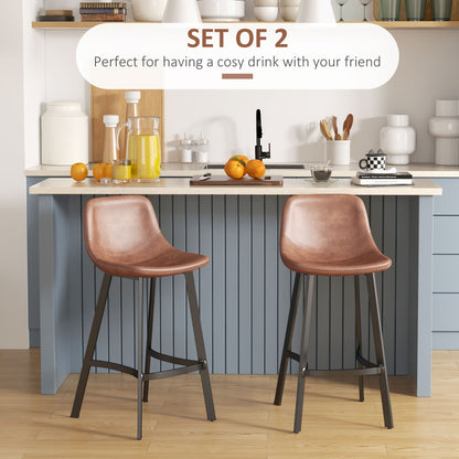 Counter Height Stools Set of 2, Upholstered Kitchen Stool with Back and Steel Legs Bar Stools   at Gallery Canada