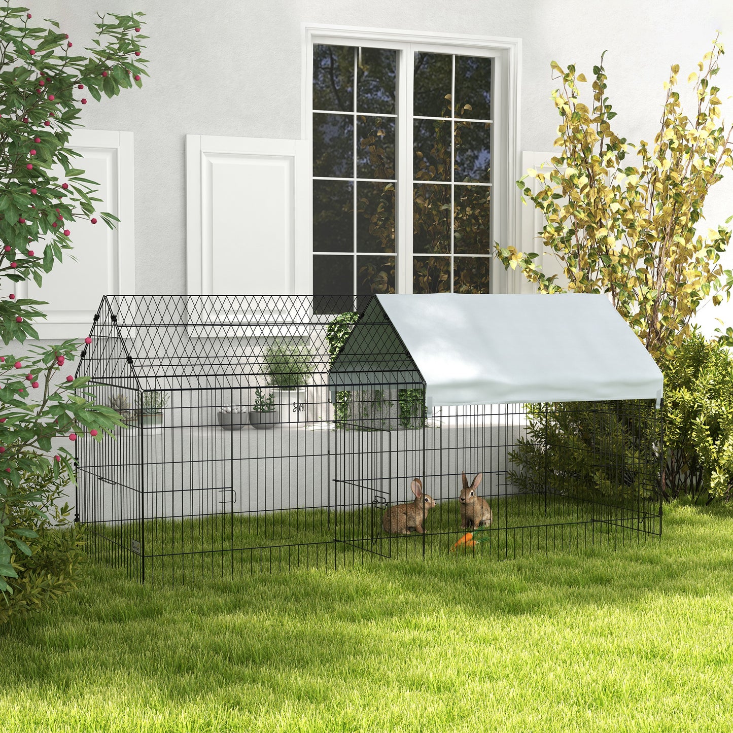 87" Small Animal Cage with Roof, Indoor/Outdoor Use, for Chicken, Rabbits, Chinchillas, Silver Houses & Habitats Multi Colour  at Gallery Canada