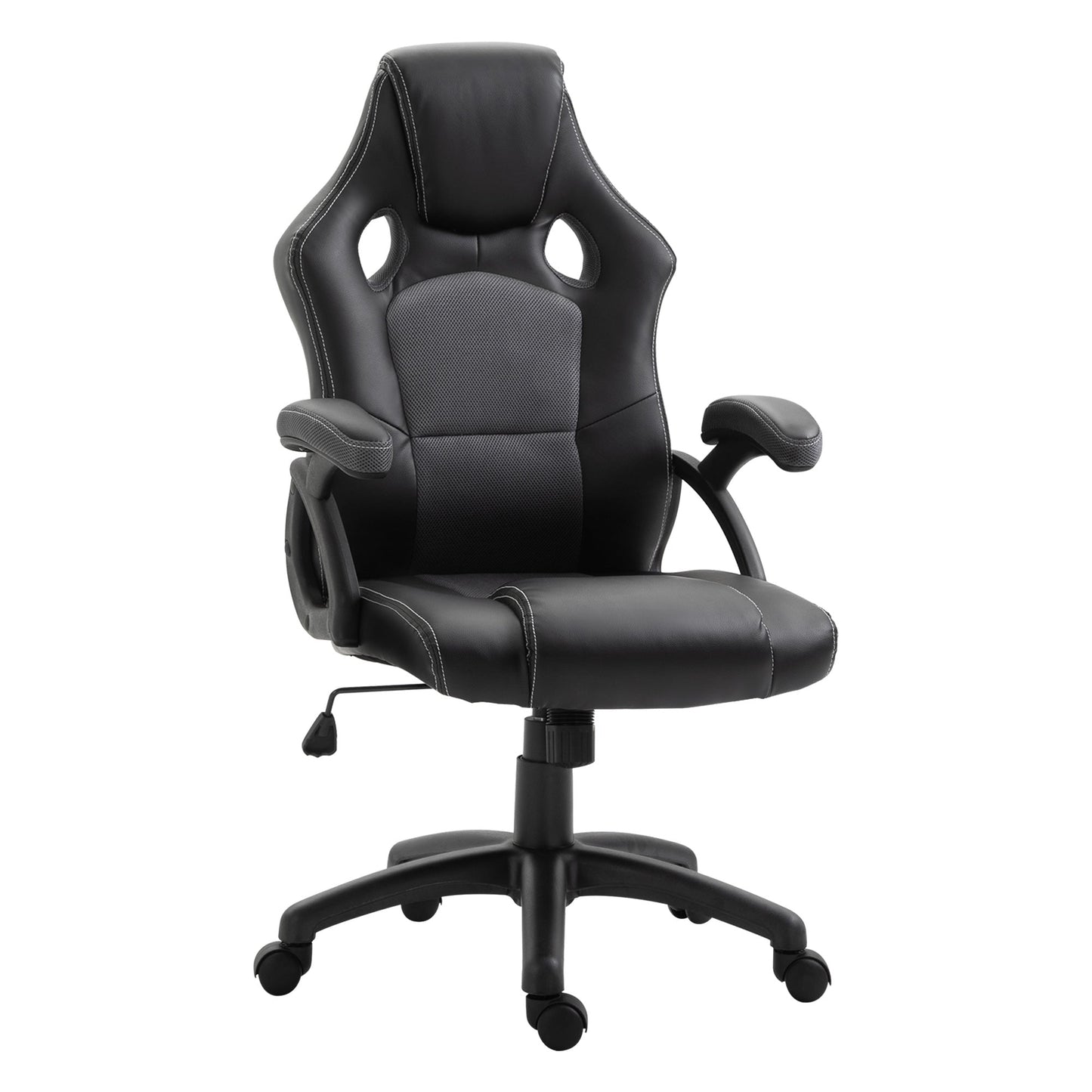 PU Leather Gaming Chair High Back Office Chair with Adjustable Height, Computer Gamer Chair, Grey Video Game Chairs Black and Grey  at Gallery Canada