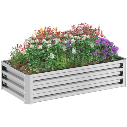 Galvanized Raised Garden Bed, Outdoor Planter Box for Vegetables, Flowers, Herbs, 4' x 2' x 1', Silver Raised Garden Beds at Gallery Canada