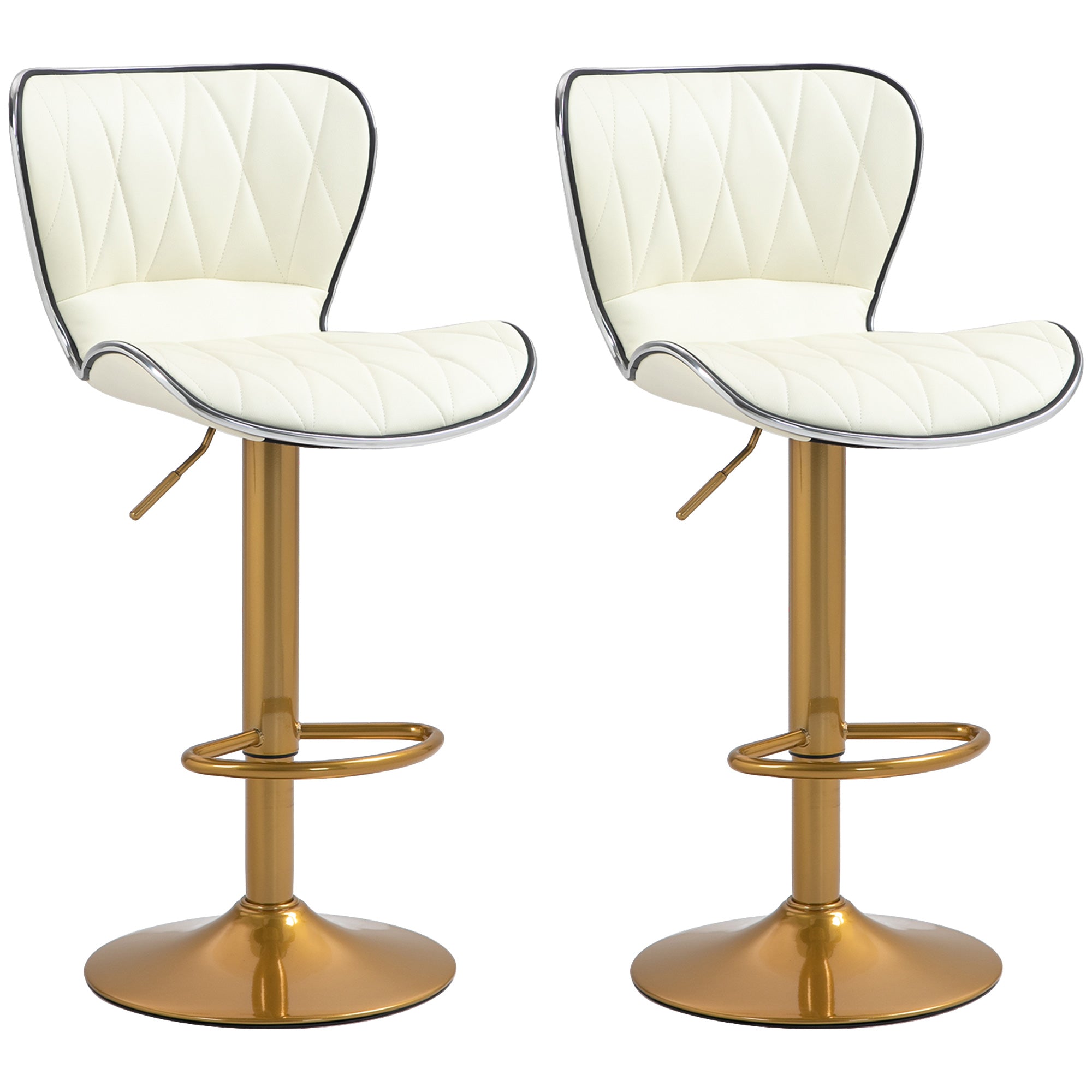 Counter Height Bar Stools Set of 2, Adjustable Height Bar Chairs with Swivel Seat, PU Leather Upholstery Bar Stools   at Gallery Canada