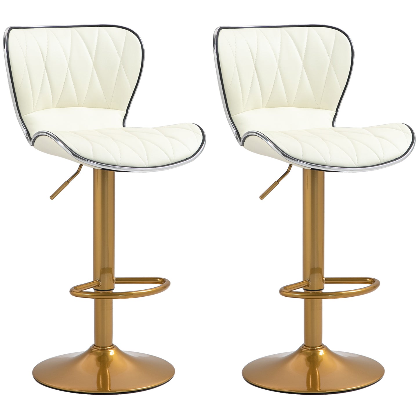 Counter Height Bar Stools Set of 2, Adjustable Height Bar Chairs with Swivel Seat, PU Leather Upholstery Bar Stools   at Gallery Canada