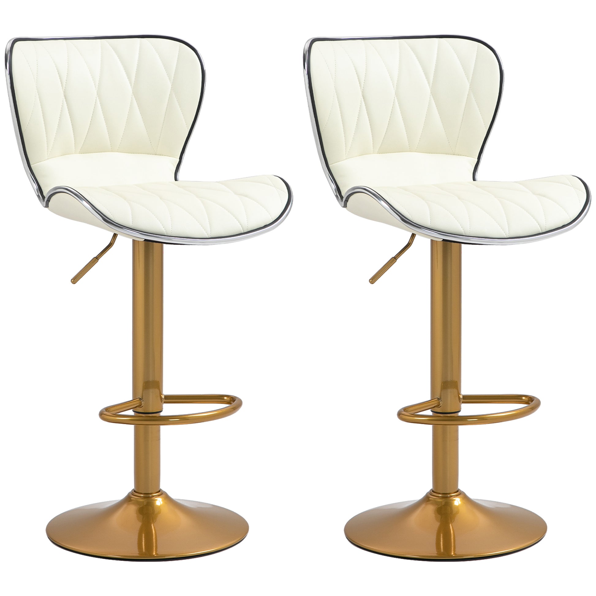 Counter Height Bar Stools Set of 2, Adjustable Height Bar Chairs with Swivel Seat, PU Leather Upholstery Bar Stools   at Gallery Canada