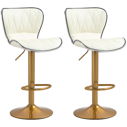 Counter Height Bar Stools Set of 2, Adjustable Height Bar Chairs with Swivel Seat, PU Leather Upholstery Bar Stools   at Gallery Canada