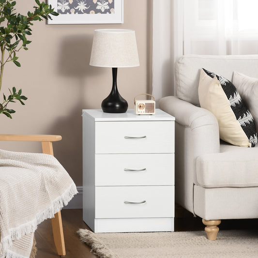 Bedside Table with 3 Drawers, Modern Wood Nightstand, Side Table with Anti-tipping Design for Bedroom, Set of 2, White Bedside Tables White  at Gallery Canada