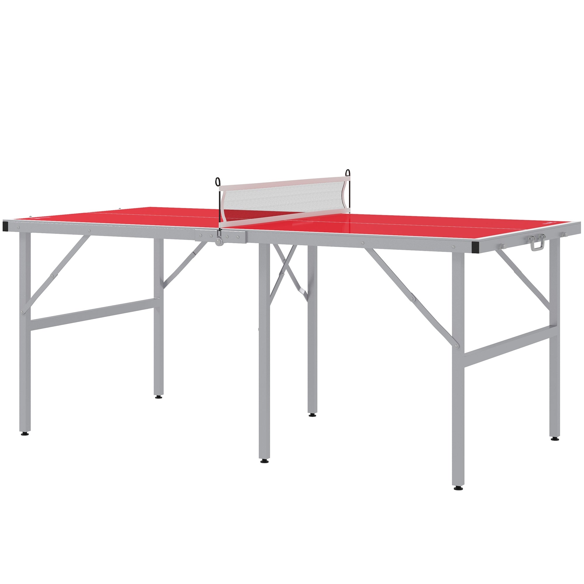 Portable Ping Pong Table Set, Table Tennis Table w/ Net, 2 Paddles, 3 Balls for Outdoor and Indoor, Easy Assembly, Red Game Tables Red  at Gallery Canada