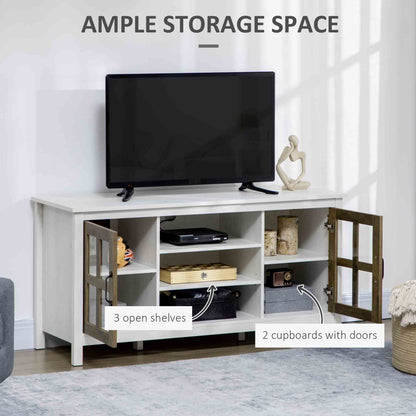 TV Stand for TVs up to 55 Inches, TV Cabinet with Adjustable Shelves and Cable Holes, TV Bench for Living Room, White TV Stands   at Gallery Canada