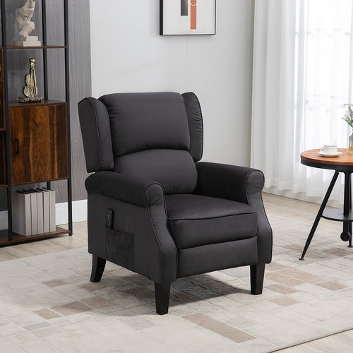 Massage Recliner Chair for Living Room, Push Back Recliner Sofa, Wingback Reclining Chair with Extendable Footrest, Remote Control, Side Pockets, Black