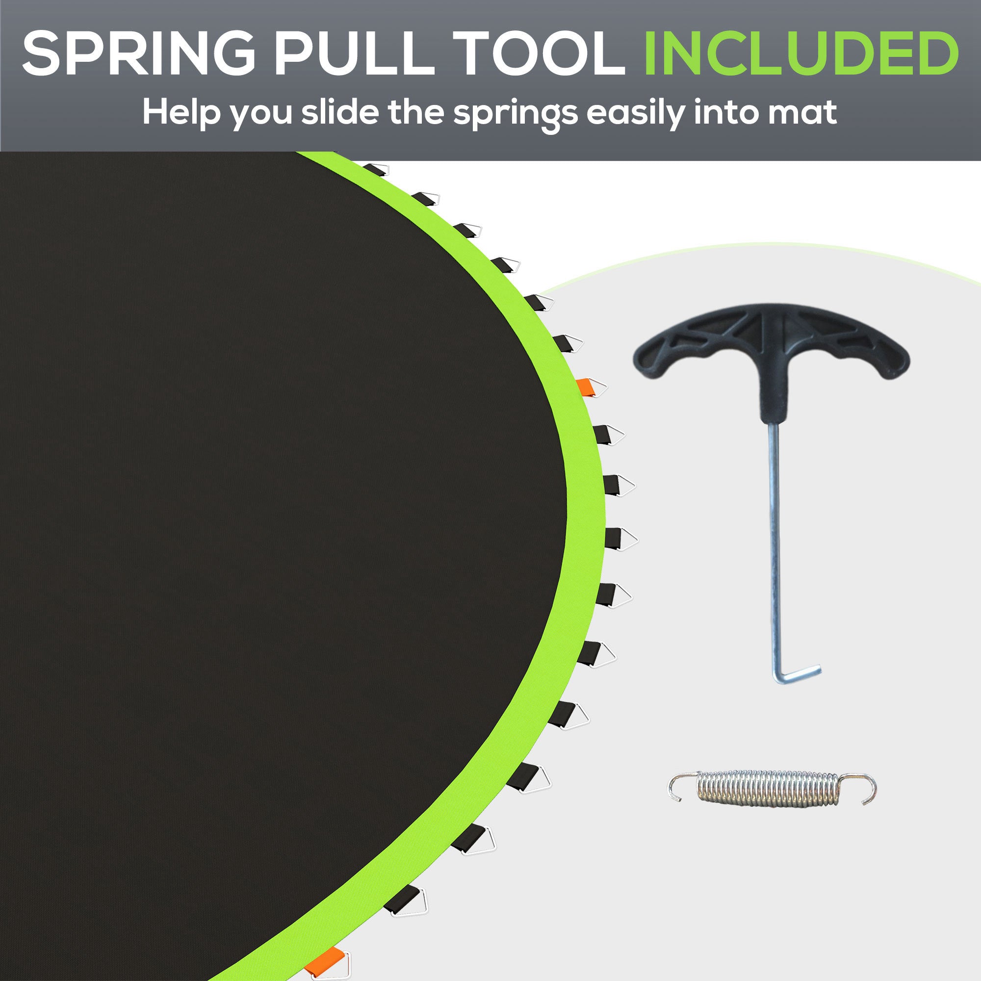 Trampoline Mat Replacement with Spring Pull Tool and 72 V-Hooks, Fits 12ft Trampoline, Using 5.5