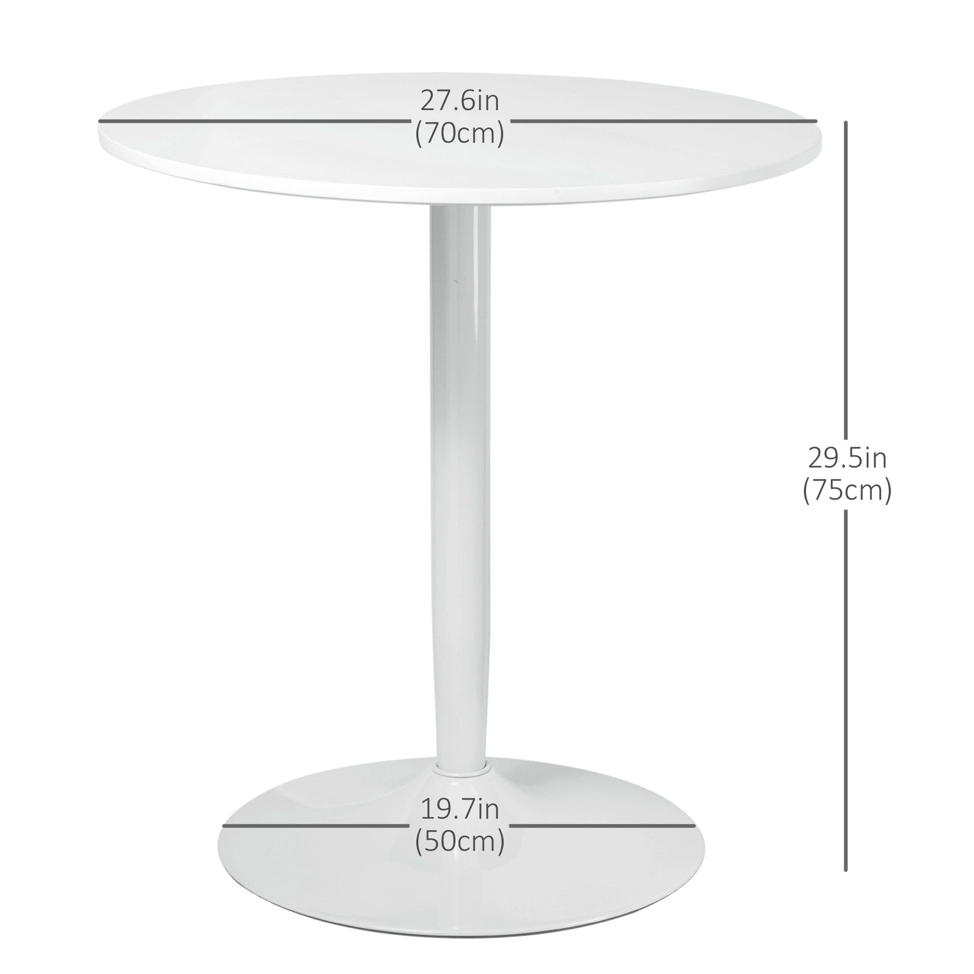 Round Dining Table for 2, Modern Kitchen Table with Painted Top and Steel Base for Living Room, Dining Room, White Bar Tables & Dining Tables   at Gallery Canada