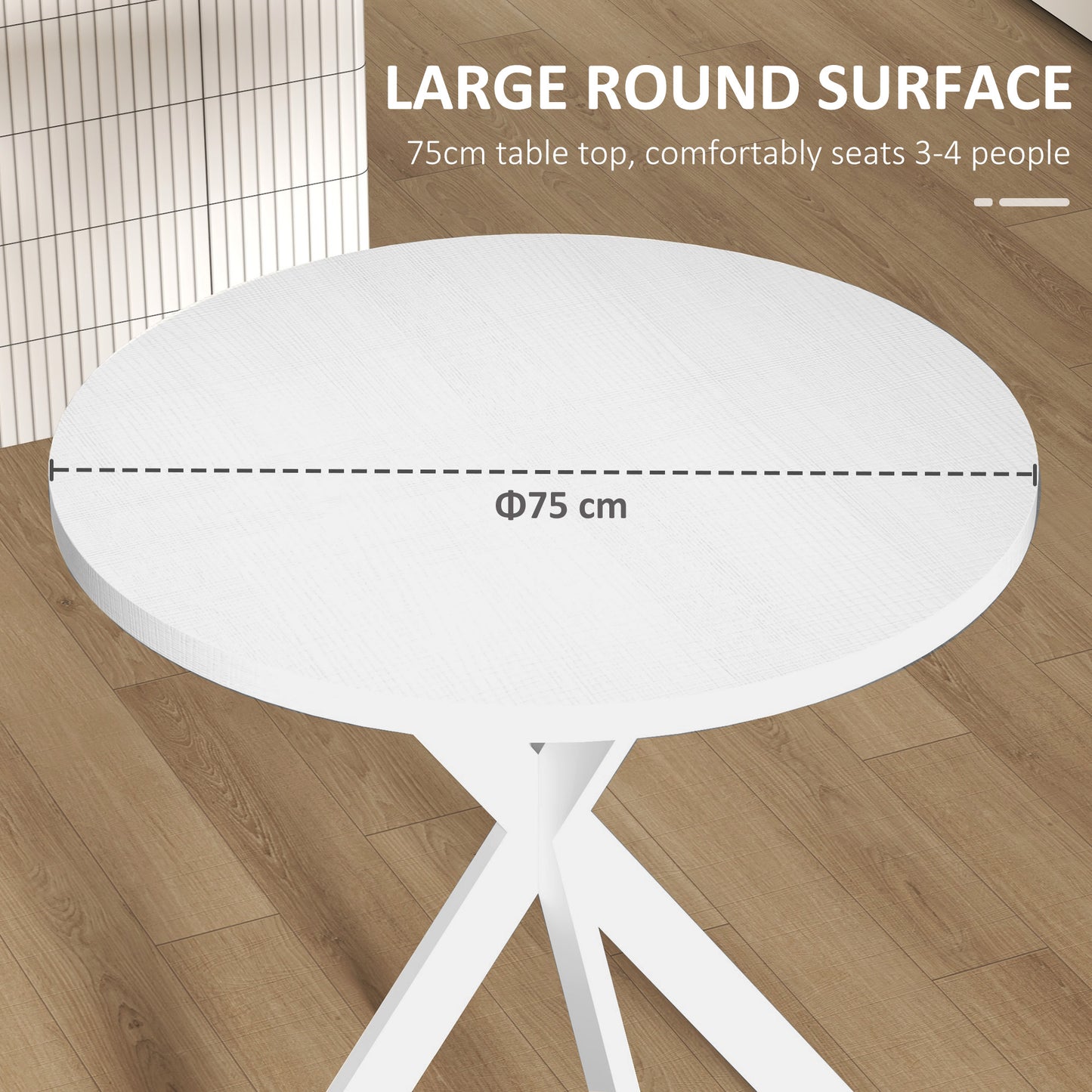 29" Dining Table, Contemporary Round Kitchen Table with Steel Legs, White Dining Tables   at Gallery Canada