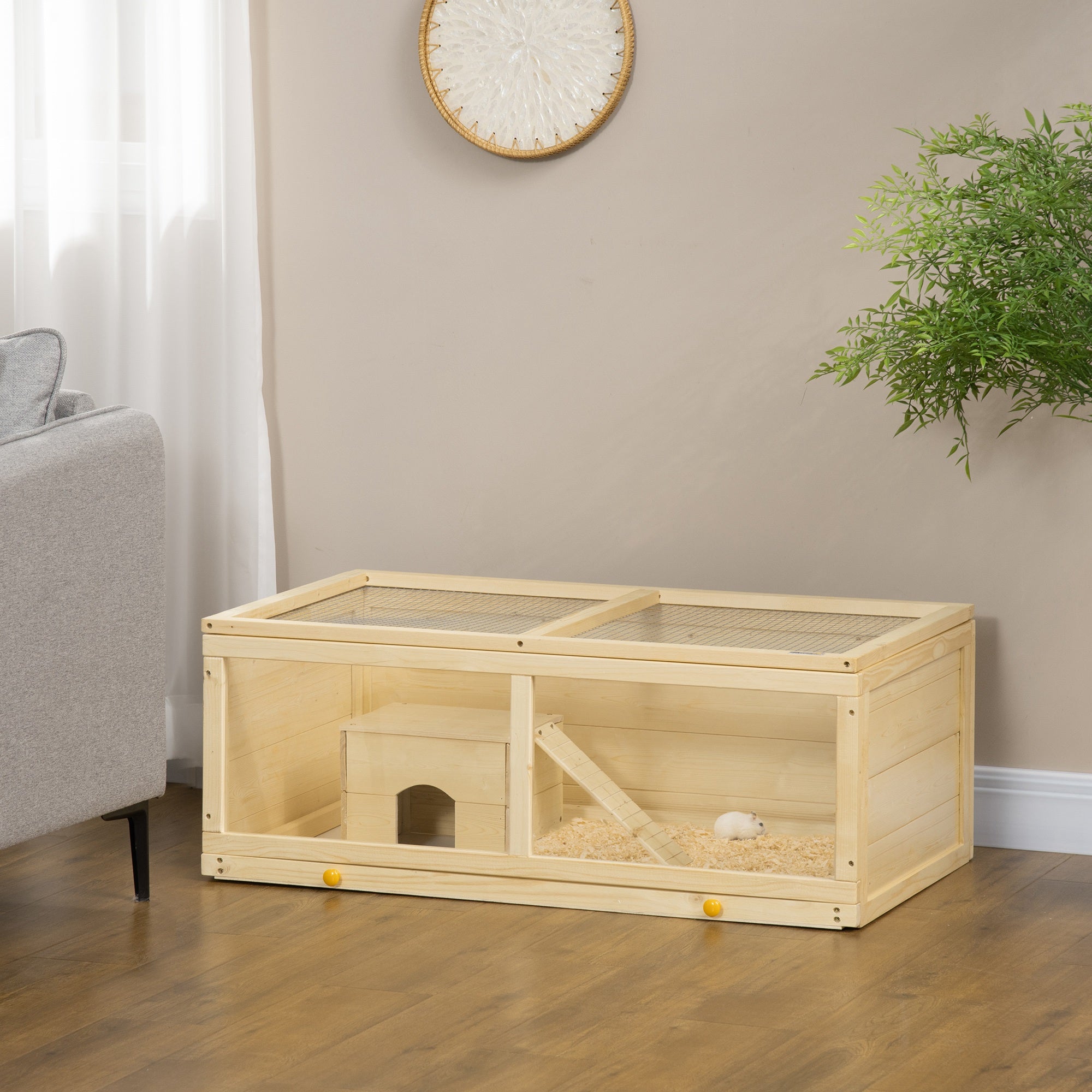 Small Animals Kit Hutch w/ Sliding Tray, Exercise Play House for Dwarf Hamsters, Gerbils, Chinchillas, Natural Wood Hamster Cages at Gallery Canada