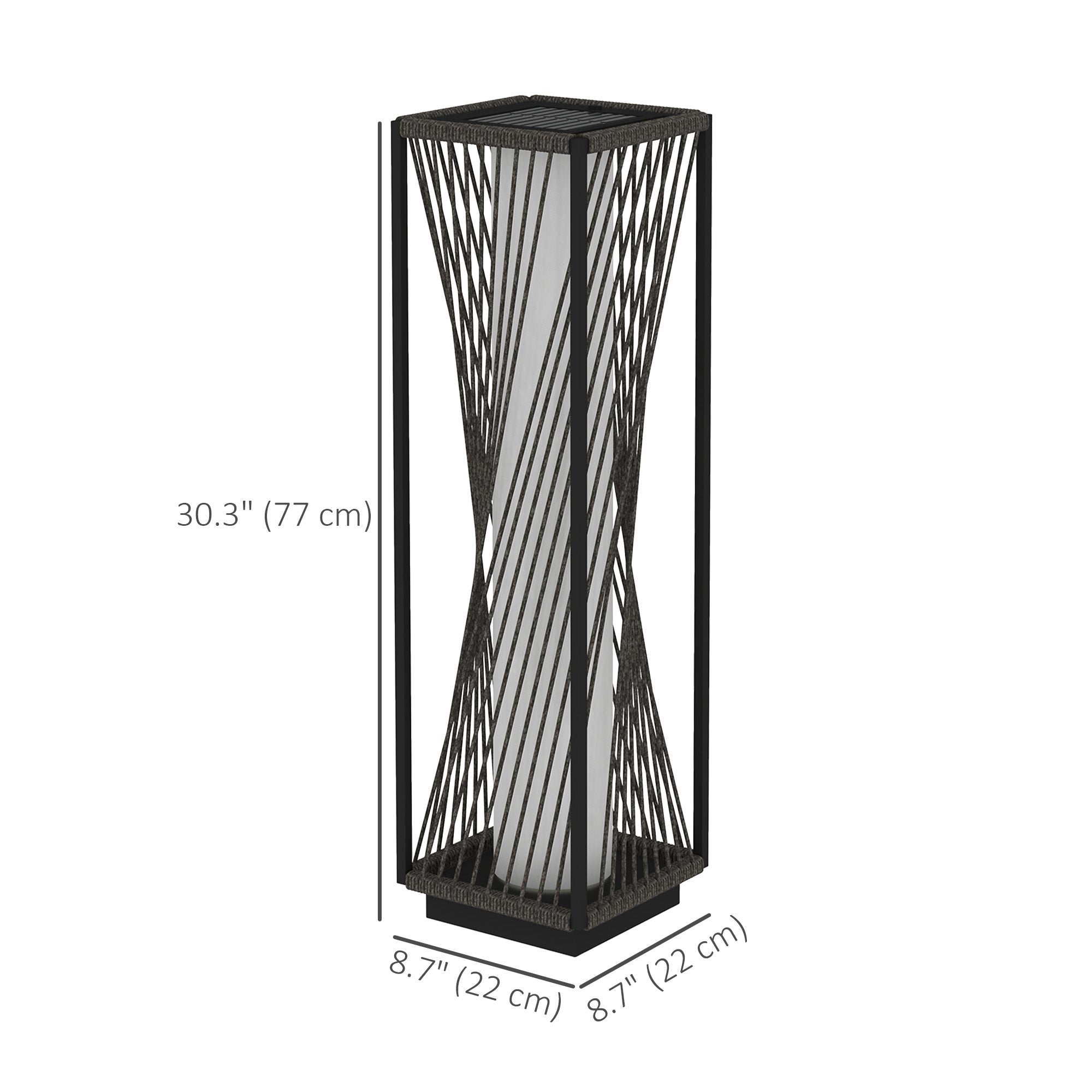 Rattan Solar Floor Lamp, Decorative Outdoor Lamp with Auto On/Off LED Lights, IP44 for Patio, Porch, Pathway, Grey Solar Post Lamps at Gallery Canada