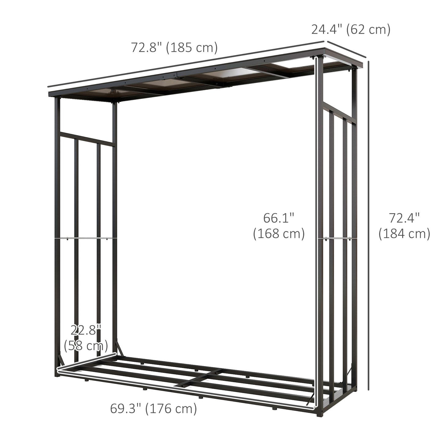 6ft Outdoor Firewood Rack with Cover and Polycarbonate Roof, 4400 lbs Load Wood Storage Holder, Outdoor Log Rack Firewood Racks   at Gallery Canada