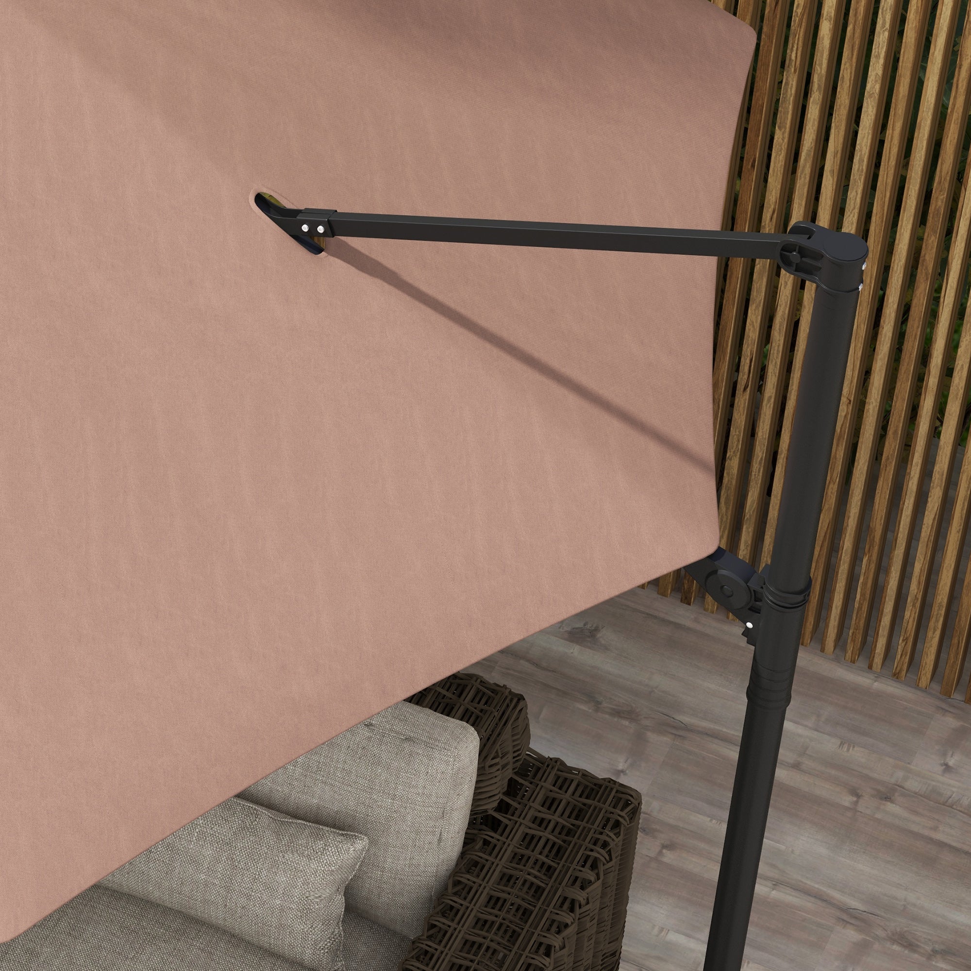 9.5'x8.5' Cantilever Umbrella with Solar Powered LED Lights, Rectangle Hanging Offset Umbrella with 360°Rotation Cantilever Umbrellas at Gallery Canada