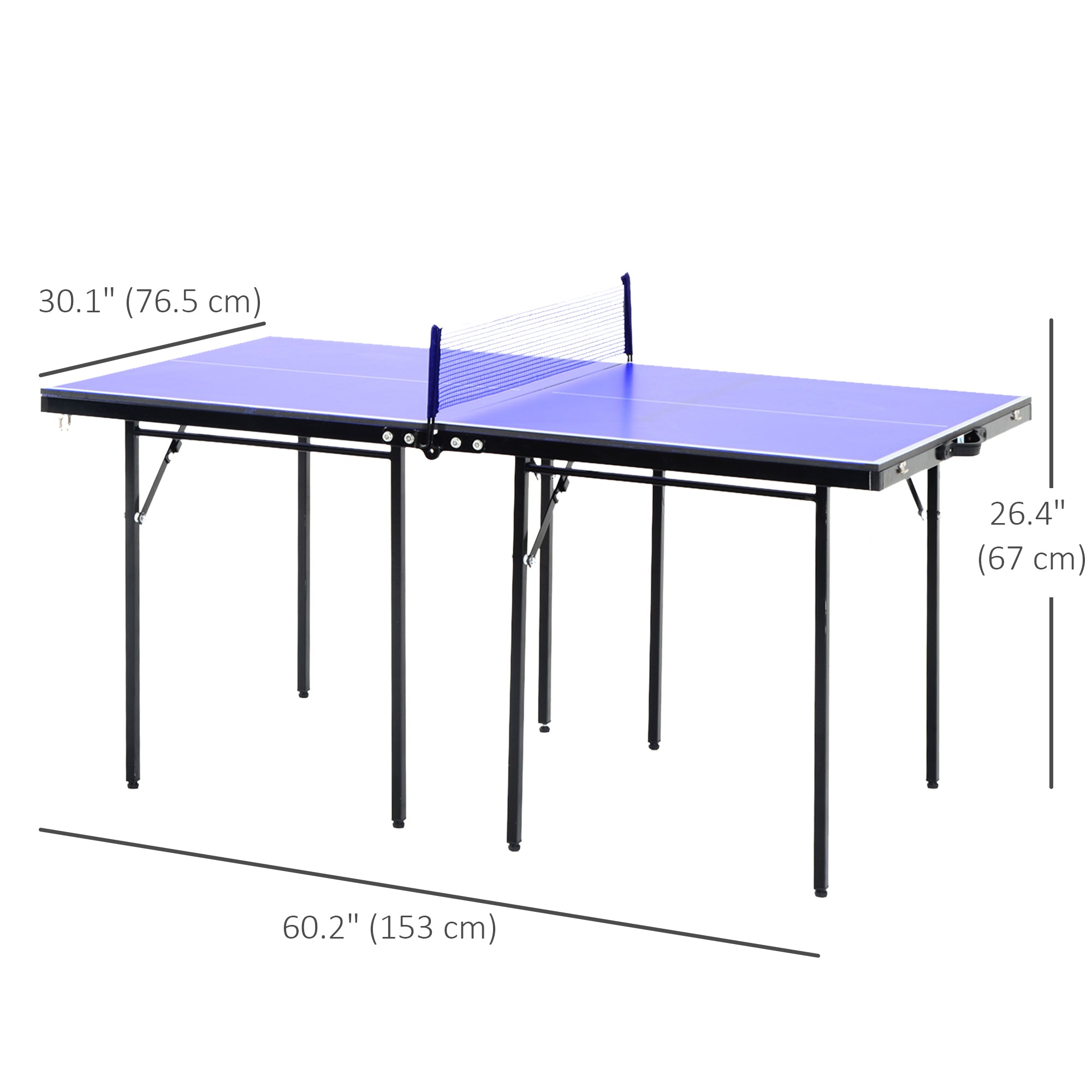 Folding Table Tennis Table, Portable Ping Pong Table with Side Handles, Net, Blue Game Tables at Gallery Canada