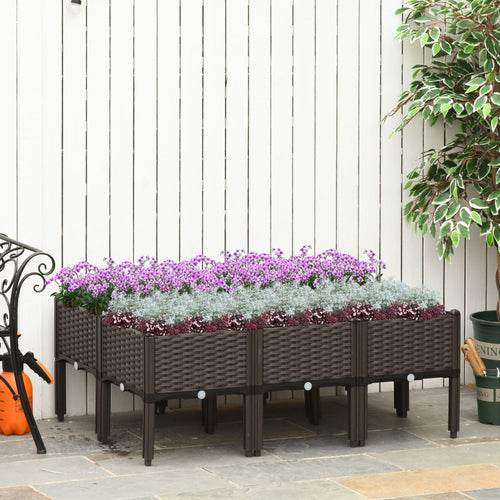 6-piece Raised Garden Bed PP Raised Flower Bed Plant Stand Stackable Vegetable Herb Grow Box