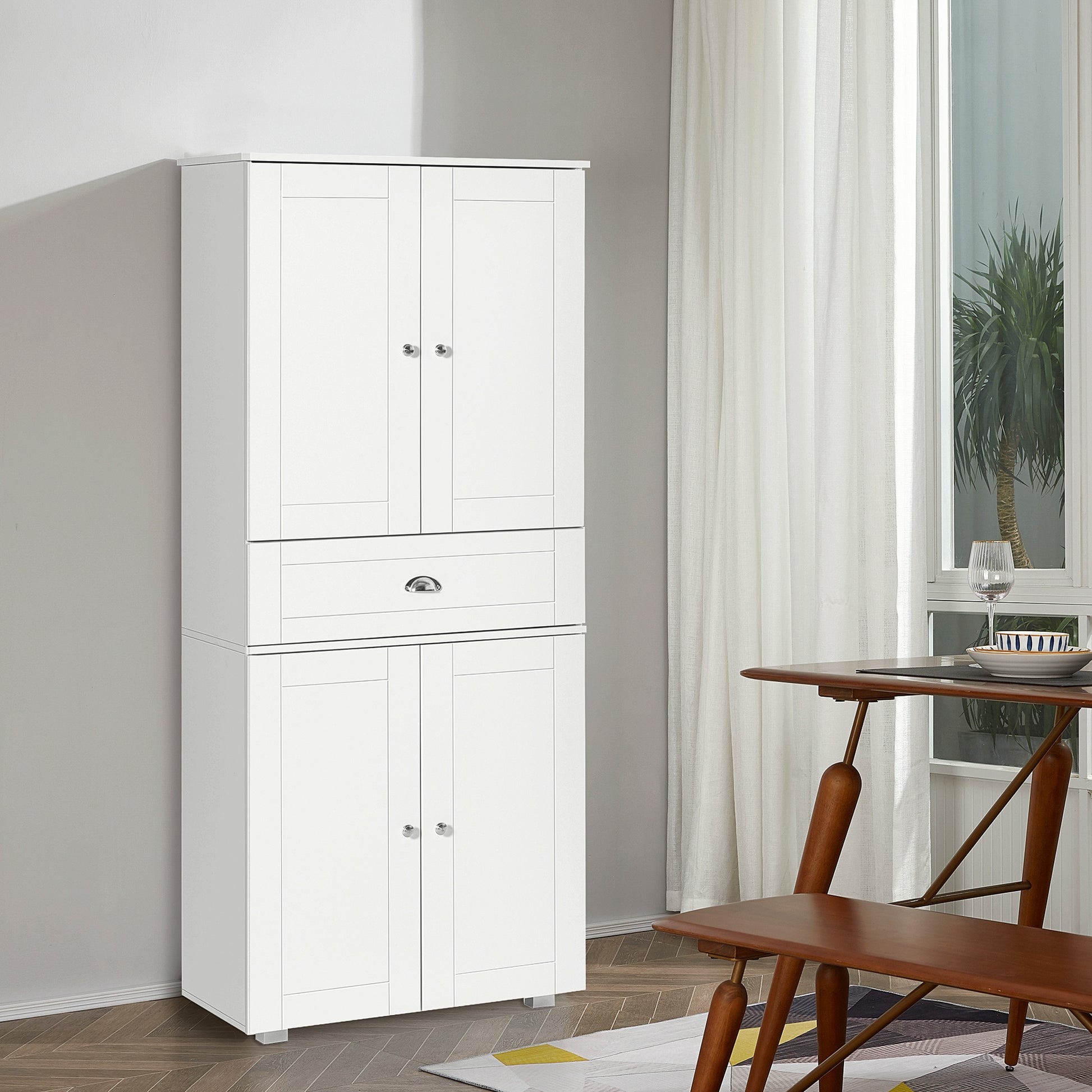 72" Kitchen Pantry Cabinet, Modern Kitchen Pantry Storage Cabinet with 4 Doors and 3 Adjustable Shelves, White Kitchen Pantry Cabinets   at Gallery Canada