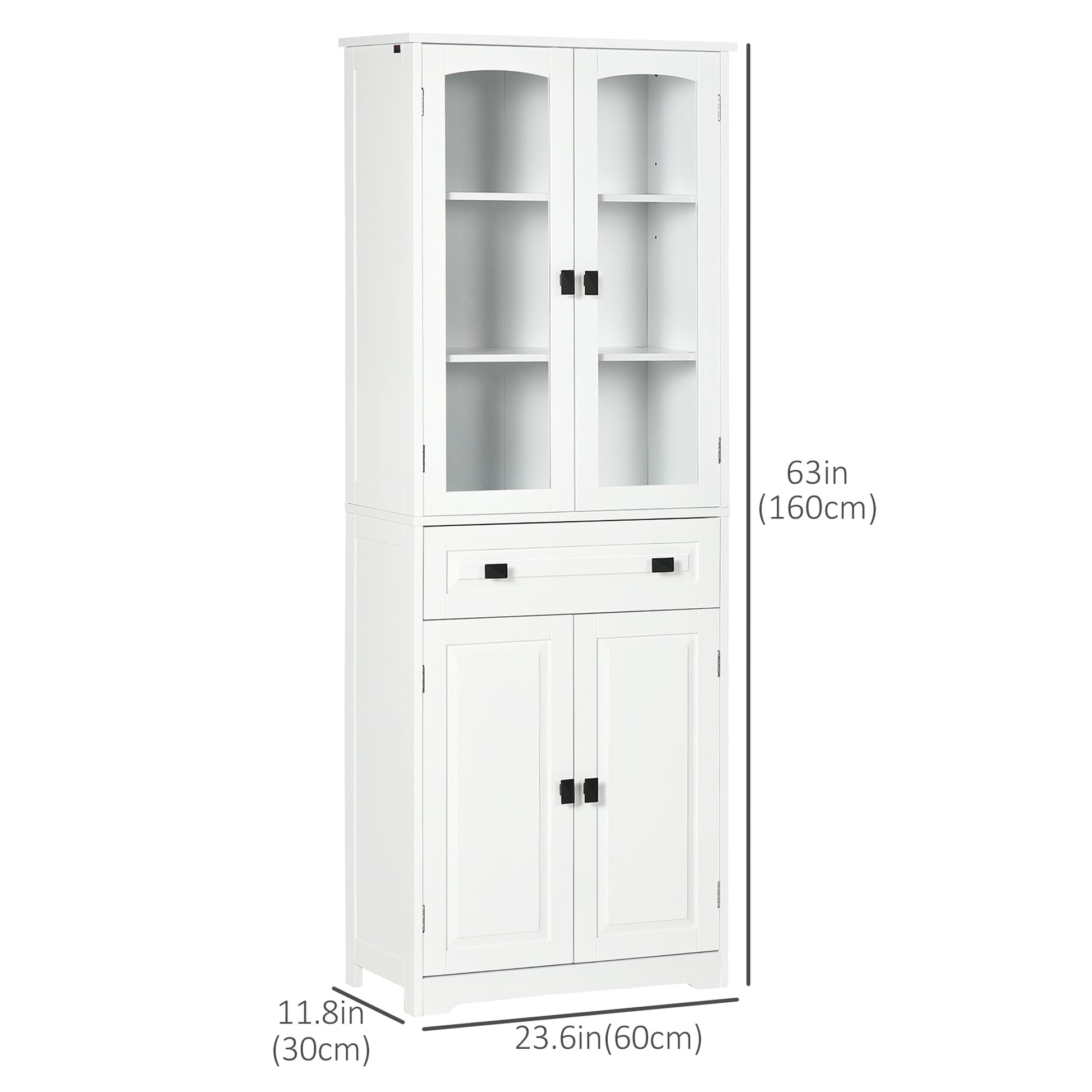 63" 4-Door Kitchen Pantry Cabinet, Freestanding Storage Cabinet Cupboard with Adjustable Shelves, White Kitchen Pantry Cabinets   at Gallery Canada