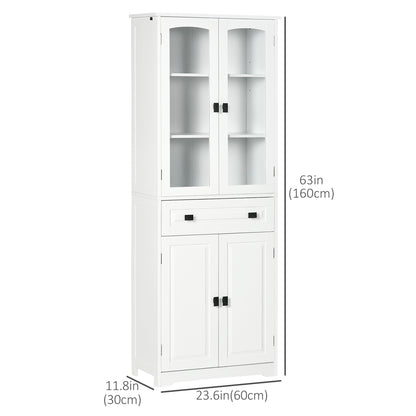 63" 4-Door Kitchen Pantry Cabinet, Freestanding Storage Cabinet Cupboard with Adjustable Shelves, White Kitchen Pantry Cabinets   at Gallery Canada