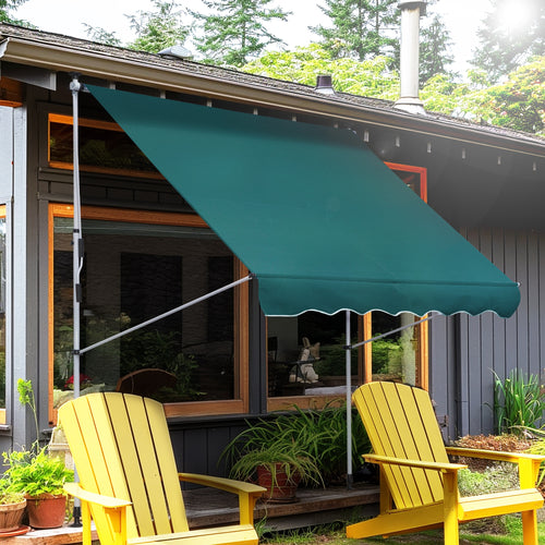 6.6'x5' Manual Retractable Patio Awning Window Door Sun Shade Deck Canopy Shelter Water Resistant UV Protector Green