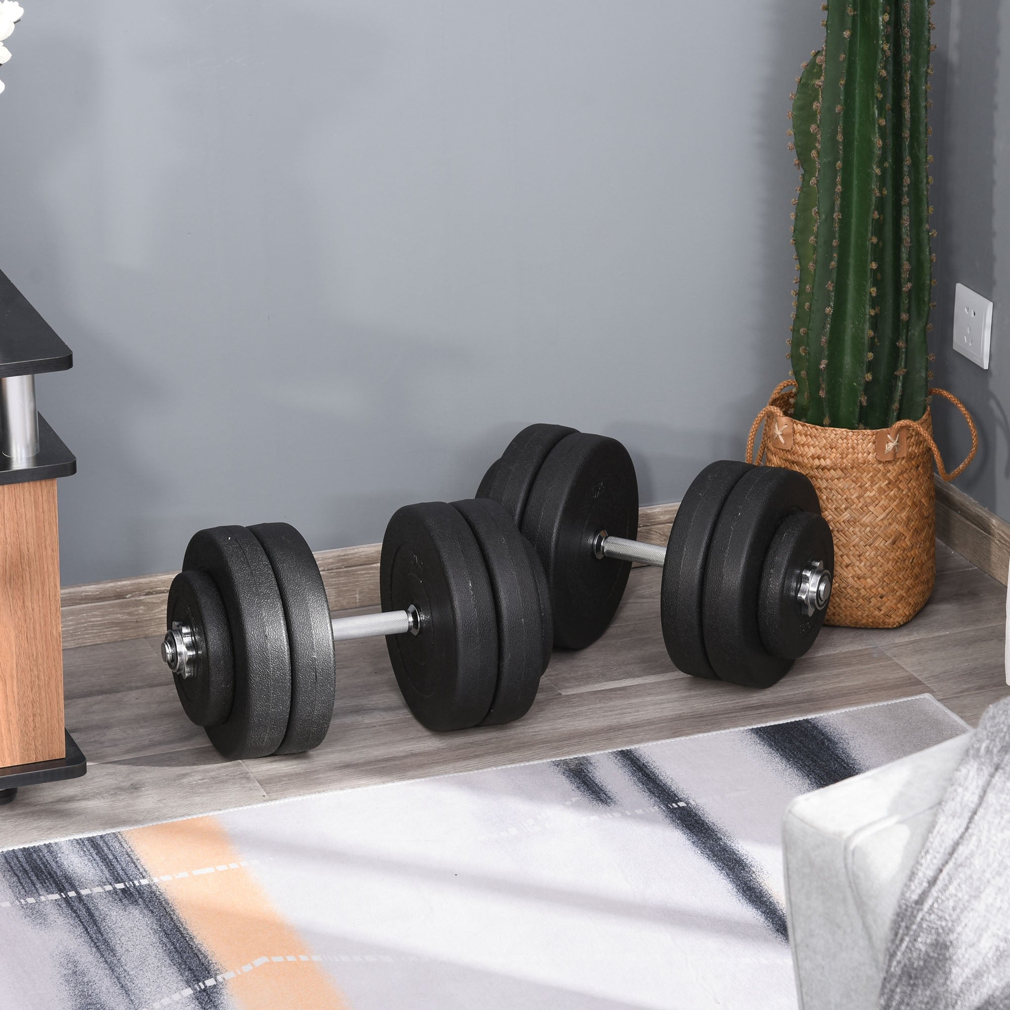 Adjustable 2 x 55lbs Weight Dumbbell Set for Weight Fitness Training Exercise Fitness Home Gym Equipment, Black (Pair) Dumbbells & Barbells at Gallery Canada