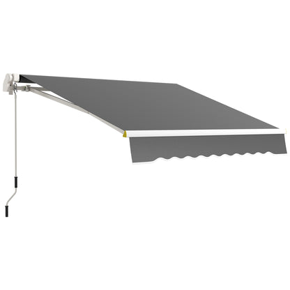 8' x 6.5' Manual Retractable Awning with LED Lights, Aluminum Sun Canopies for Patio Door Window, Dark Grey Door Awnings   at Gallery Canada