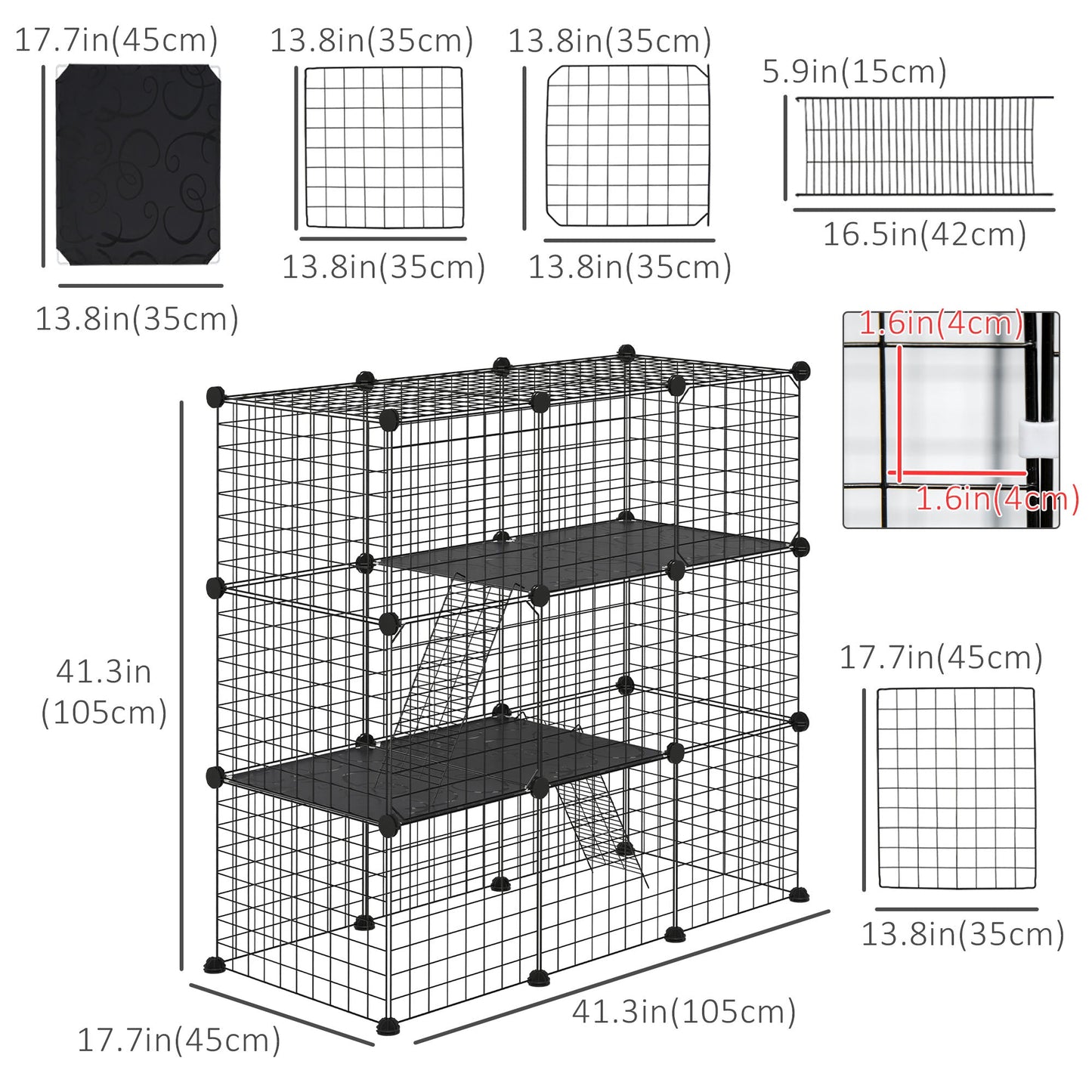 31 Panels Small Animal Cage, Pet Playpen w/ Doors, Chinchilla Cage w/ Ramps, for Ferret, Squirrel, Indoor Use Houses & Habitats   at Gallery Canada