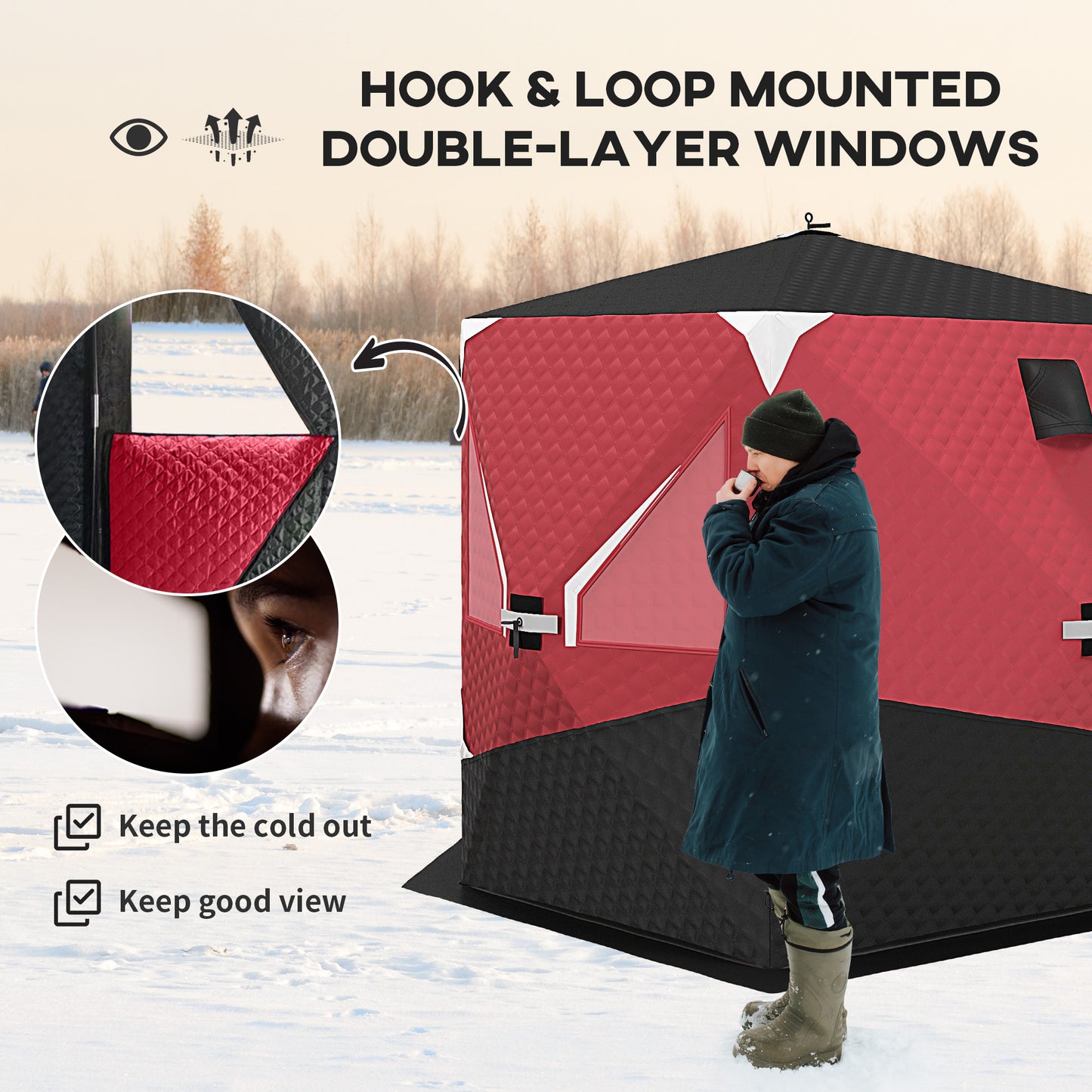 3-4 Person Insulated Ice Fishing Shelter, Pop up, with Oversized Doors, Windows, Vents and Carry Bag, for Low-Temp -22℉ Ice Fishing Tents   at Gallery Canada