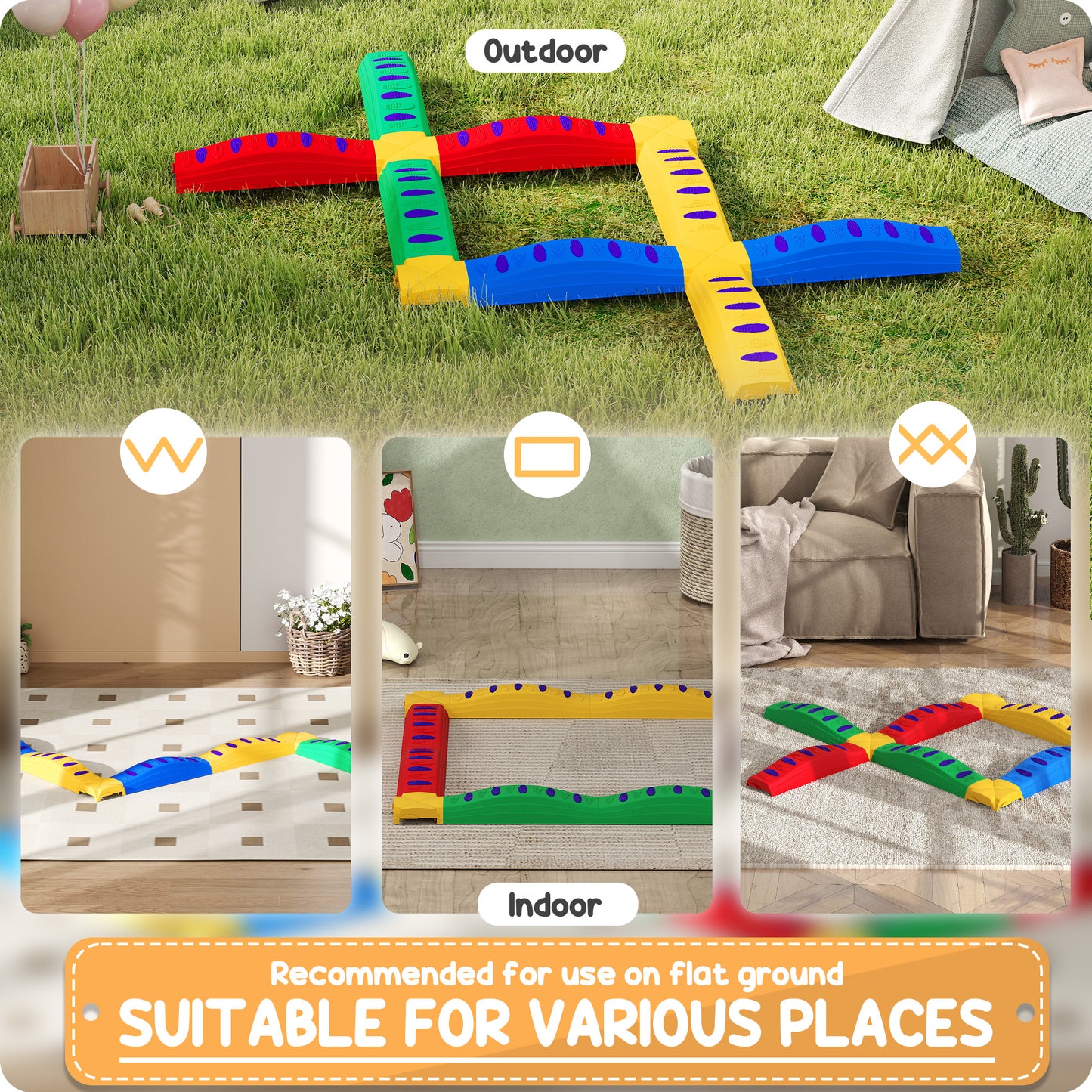 12PCs Balance Beam with Non-Slip Foot Pads for 3-8 Years Baby Gym & Playmats at Gallery Canada