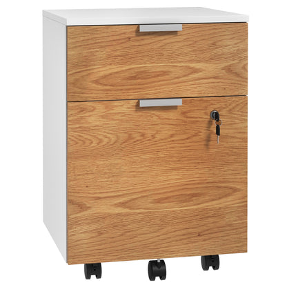 2 Drawer Small Filing Cabinet Lockable Office Storage Cabinet with Hanging Bars for A4 Letter White Nature Wood Office Cabinets & Cupboards   at Gallery Canada