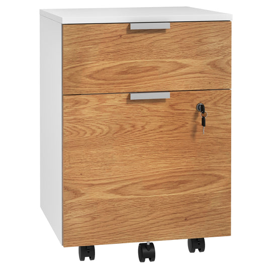 2 Drawer Small Filing Cabinet Lockable Office Storage Cabinet with Hanging Bars for A4 Letter White Nature Wood Office Cabinets & Cupboards   at Gallery Canada