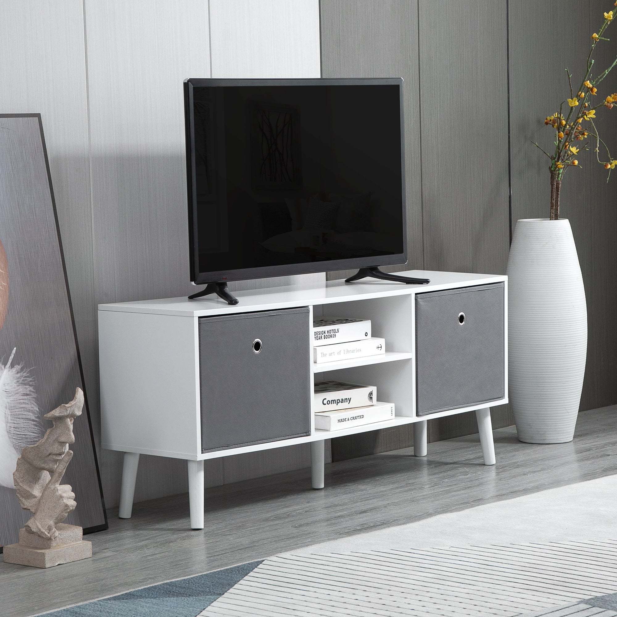 Modern TV Stand Cabinet with Foldable Drawers and Shelves for Living Room, Bedroom TV Stands at Gallery Canada