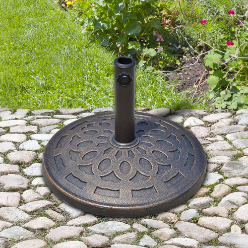 31 lb. Heavy Duty Patio Umbrella Base, Round Market Umbrella Base Holder for Outdoor, Garden, Backyard, Bronze