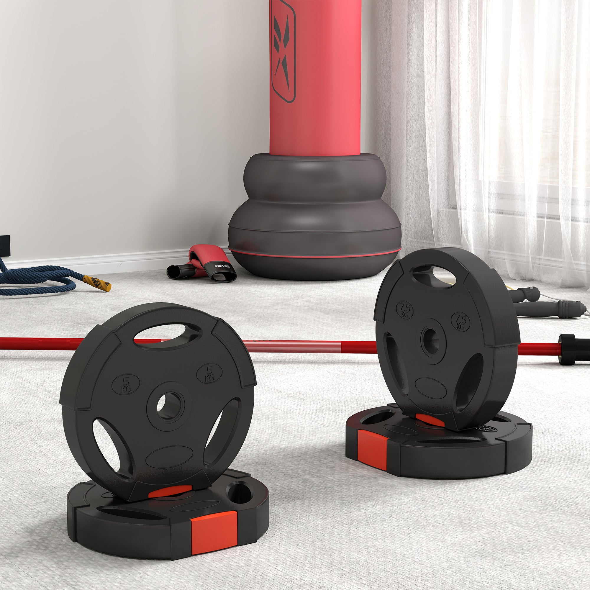 1-Inch Weight Plates, Barbell Weights Set for Weightlifting and Strength Training, 2 x 17lbs + 2 x 11lbs Dumbbells & Barbells at Gallery Canada