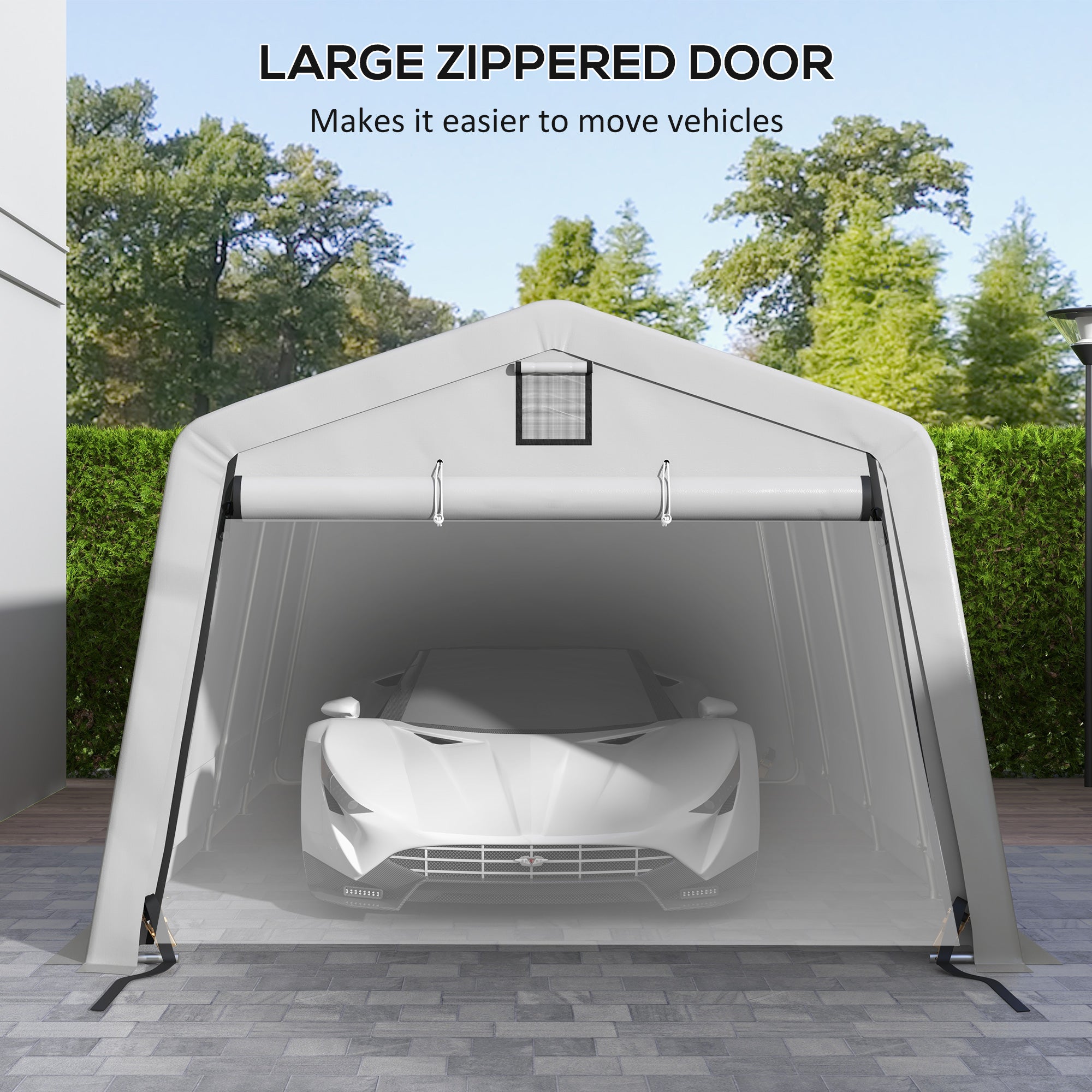 11' x 20' Portable Garage, Heavy Duty Carport Canopy with Ventilation Windows and Large Roll-up Door, Grey Car Shelters at Gallery Canada