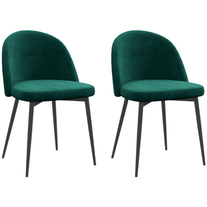 Set of 2 Mid-Back Dining Chair, Mid-Back Velvet-touch Upholstery Kitchen Chair for Living Room Dining Room, Green Dining Chairs   at Gallery Canada