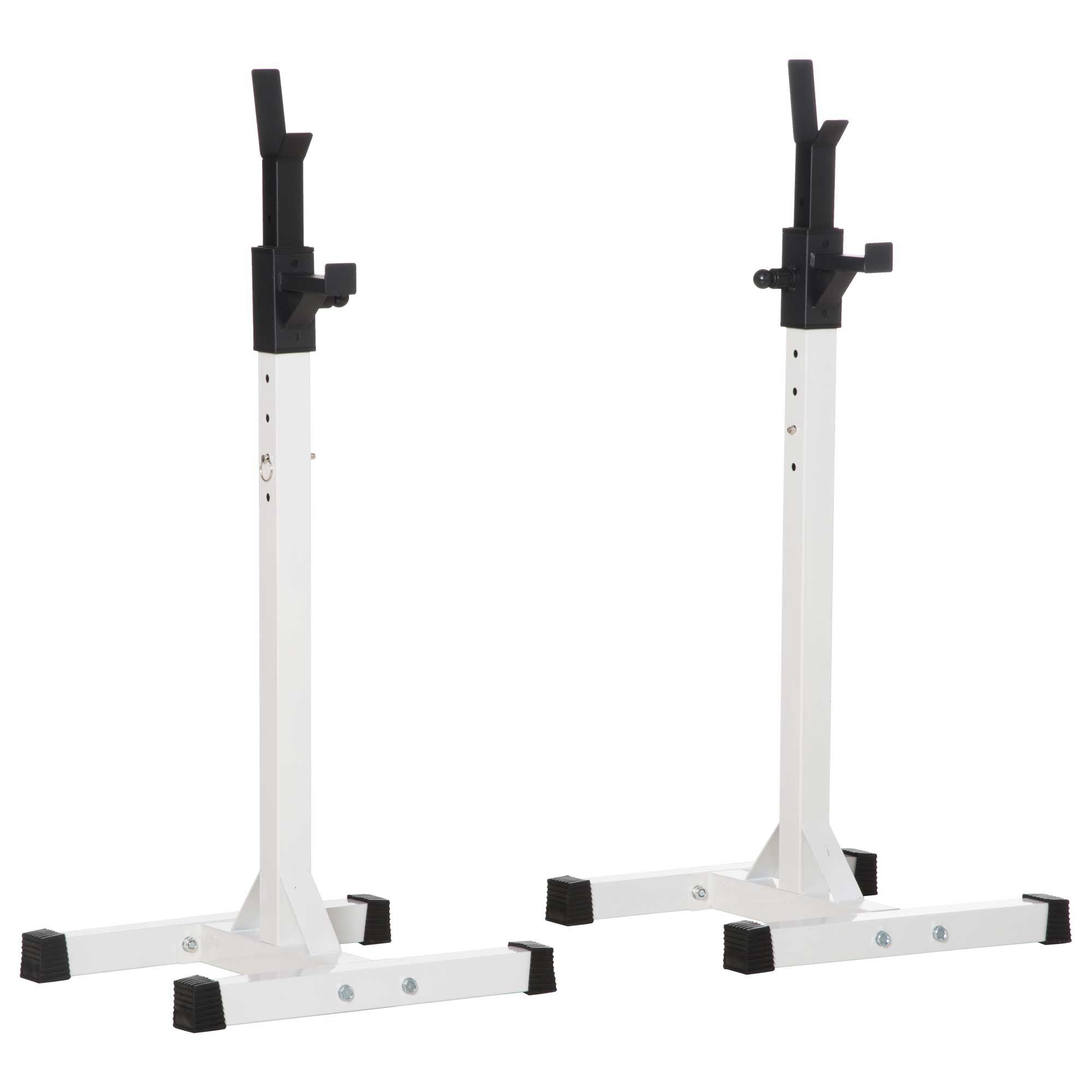 Adjustable Barbell Rack Stable Power Squat Stand Portable 2 Bars Barbell Holder Weight Rack, Black and White Power Towers at Gallery Canada
