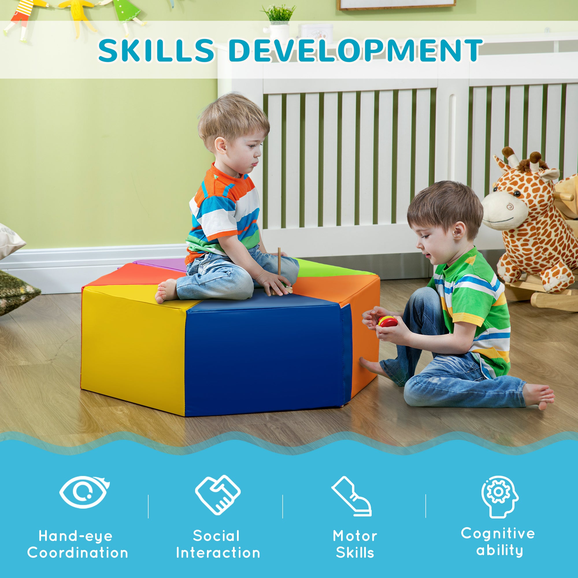 Foam Play Set, 2-Piece Kids Crawl and Climb Activity Soft Play Set, Freely-assembled Indoor Active Play for Babies Baby Gym & Playmats at Gallery Canada