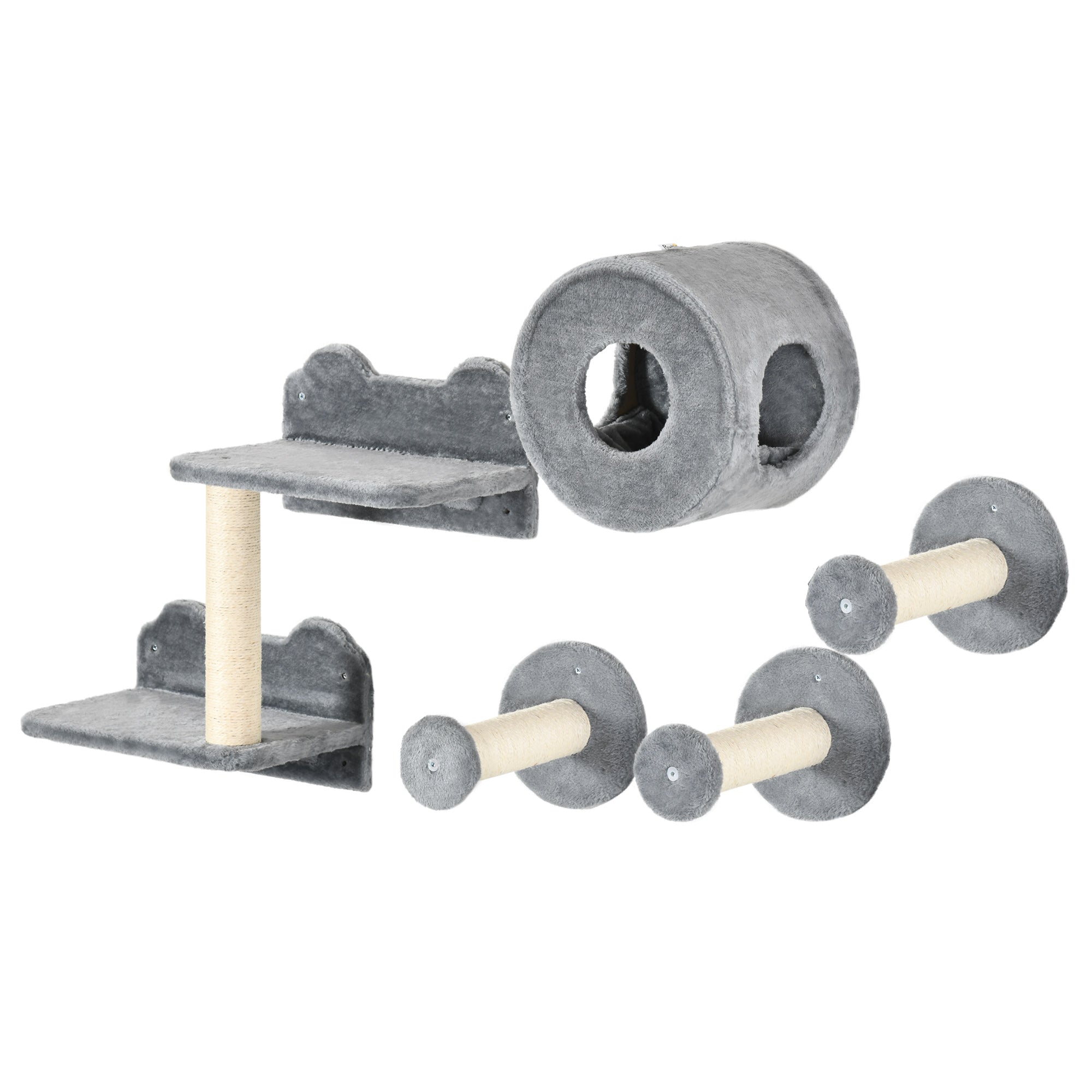 Pet Wall-mounted Climbing Shelf Set, Grey Cat Climbing Wall Grey, Elephant Grey, Cream at Gallery Canada