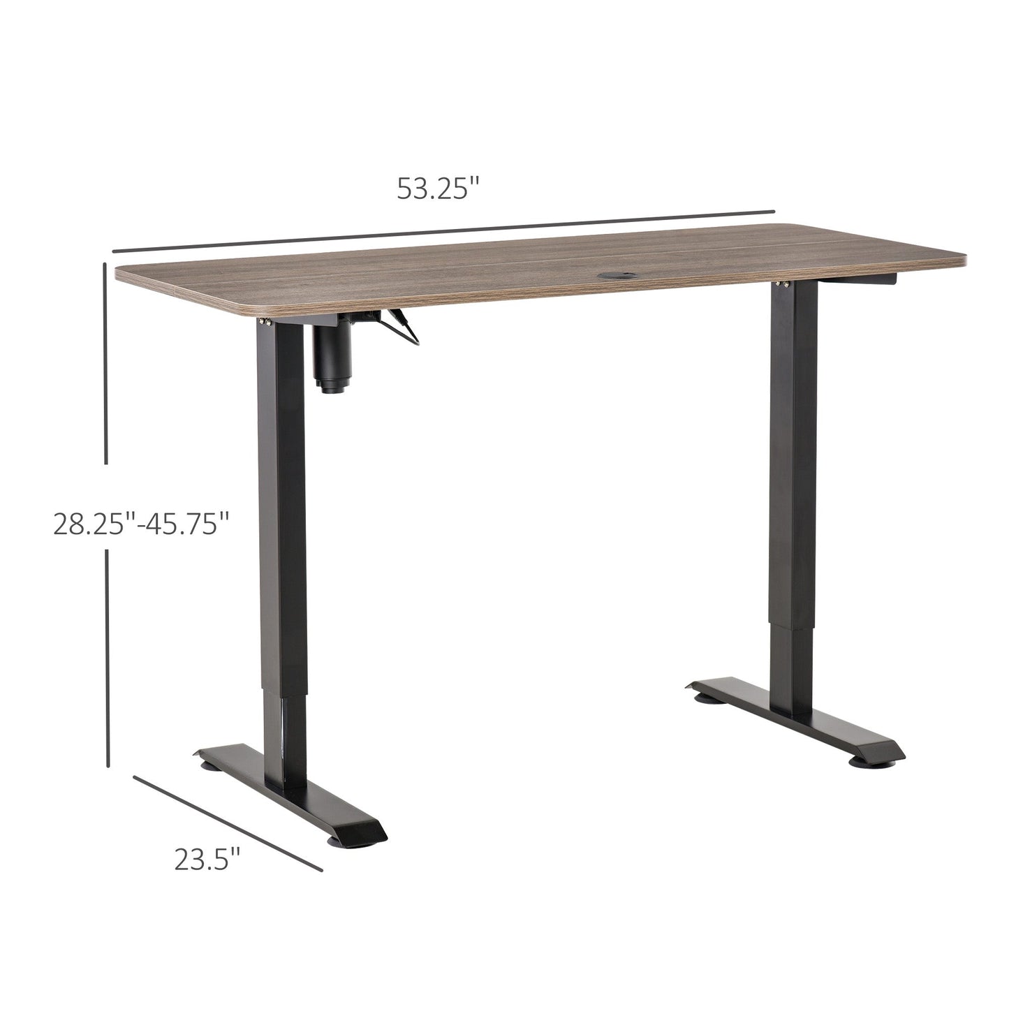 Electric Height Adjustable Standing Desk with 4 Memory Controller, 54 x 24 Inches Sit Stand Home Office Desk with Splice Board. Teak and Black Computer Desks   at Gallery Canada