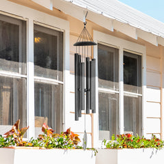 45" Wind Chimes Outdoor Deep Tone Wind Chime with 6 Aluminum Tubes and Hook for Patio, Yard, Garden Decor, Dark Grey Garden Decor Dark Grey at Gallery Canada
