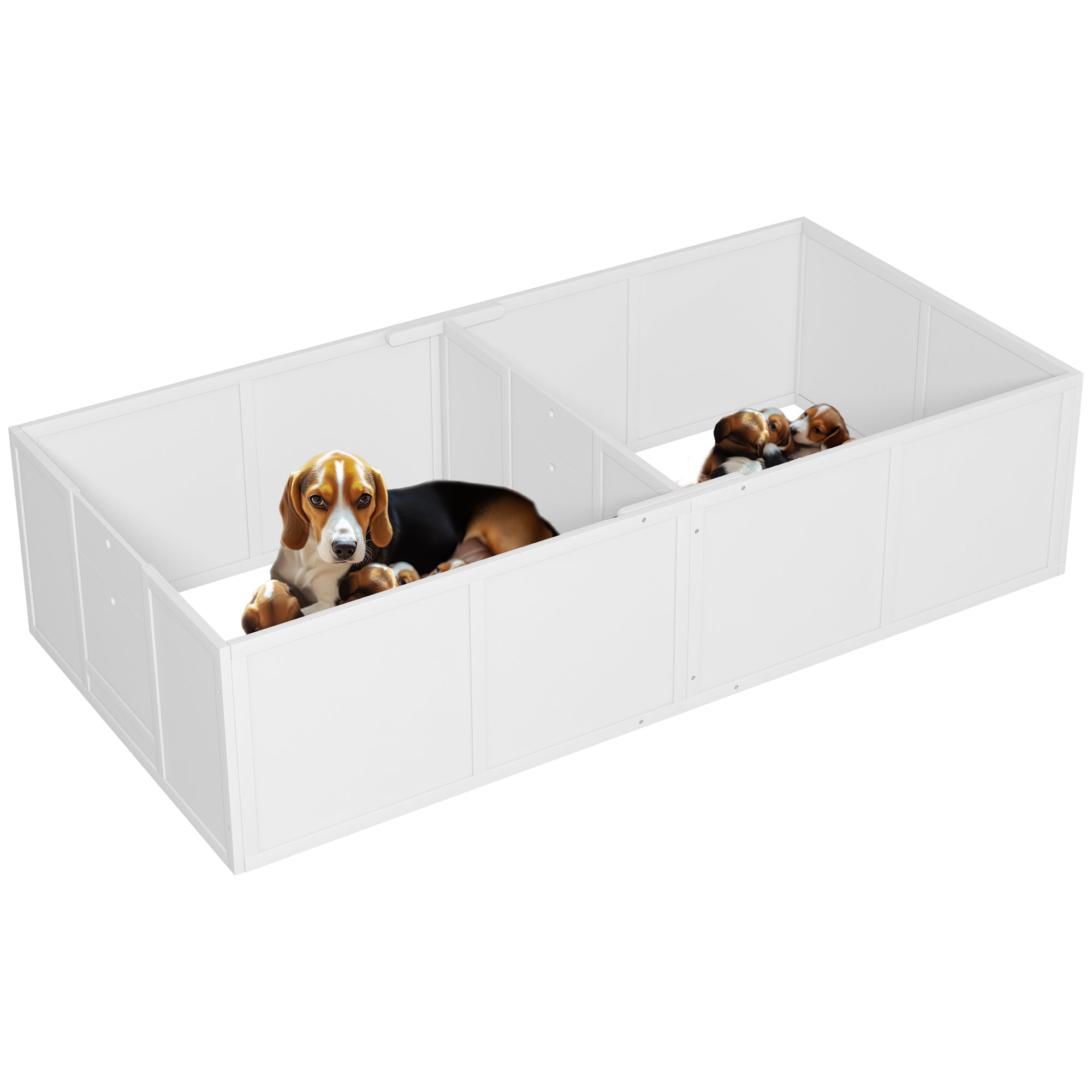 Whelping Box for Dogs w/ Adjustable, Removable Door, for Small Medium Dogs, 77