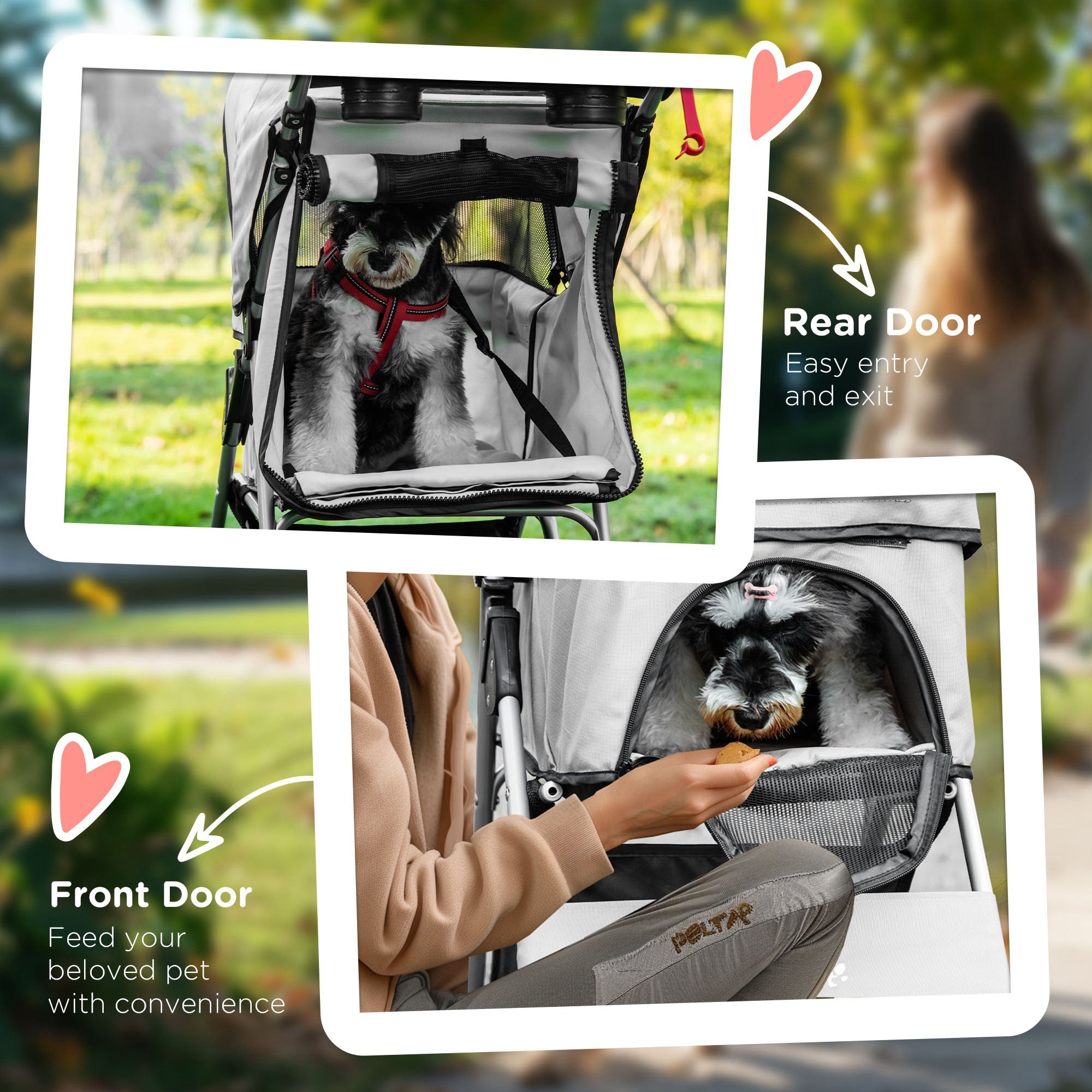 Dog Stroller, Foldable Pet Stroller for XS and Small Dogs and Cats, 4 Wheels Travel Carrier with Cup Holder, Storage Basket, 360° Wwiveling Front Wheels, Grey Dog Bike Trailers & Strollers at Gallery Canada