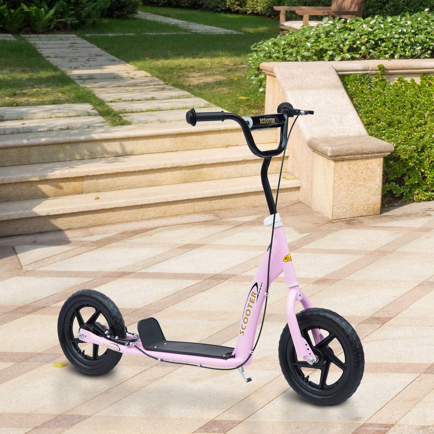 Adjustable Kids Pro Stunt Scooter Children Street Bike Bicycle Ride On with 12” Tire (Pink) - Gallery Canada