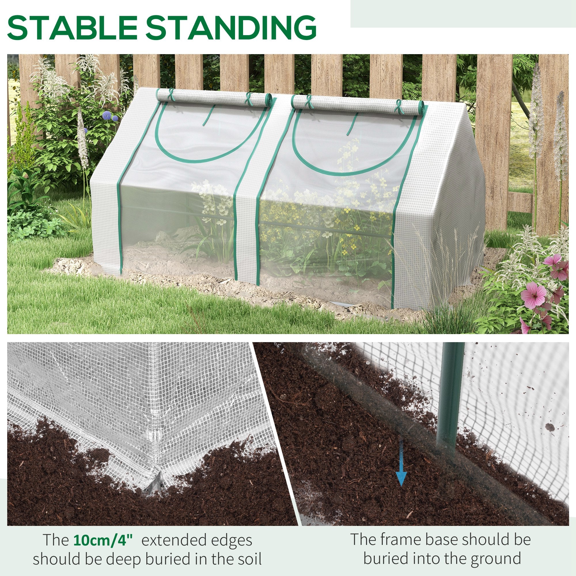 6' x 3' x 3' Portable Mini Greenhouse, Garden Green House Kit with 2 PE/Plastic Covers, Steel Frame and 2 Roll Up Zipper Windows, White Mini Greenhouses at Gallery Canada