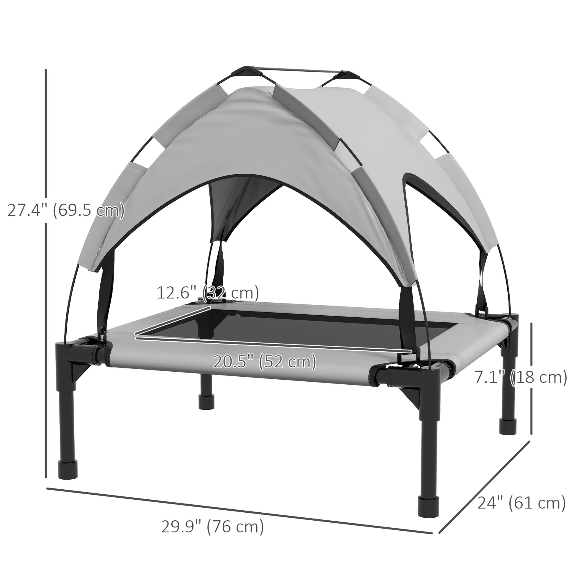 Raised Dog Bed Cooling Dog Cot w/ Canopy Washable Breathable Mesh, for Small and Medium Dogs, Light Grey Elevated Dog Beds   at Gallery Canada