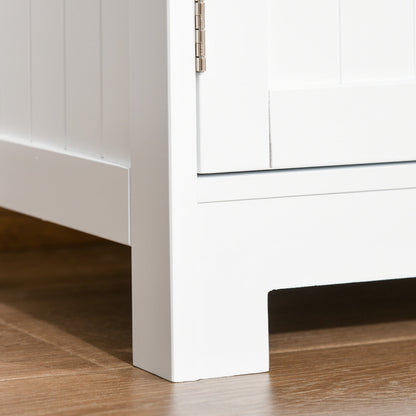 Tempered Glass Door Bathroom Floor Storage Cabinet with Adjustable Shelf, White Bathroom Cabinets   at Gallery Canada