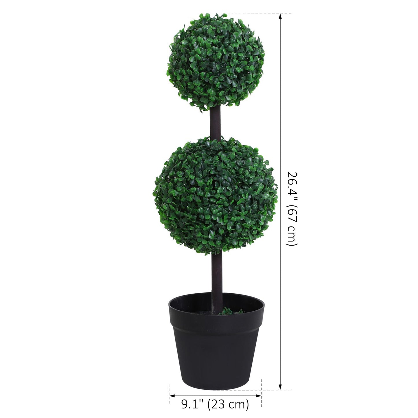 2 Ball Topiary Tree in Pot for Home Decor, Artificial Plant for Home Office, Living Room Decor, Dark Green Artificial Trees   at Gallery Canada